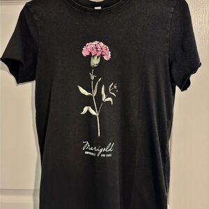 ONLY acid wash floral print t-shirt in black